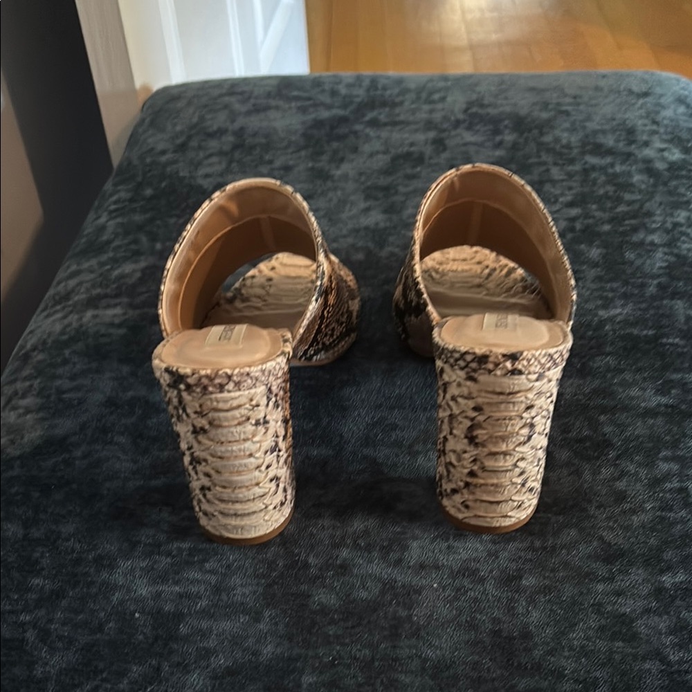 Steve Madden Snake Print Mules in Tan and Cream - Picture 3 of 6